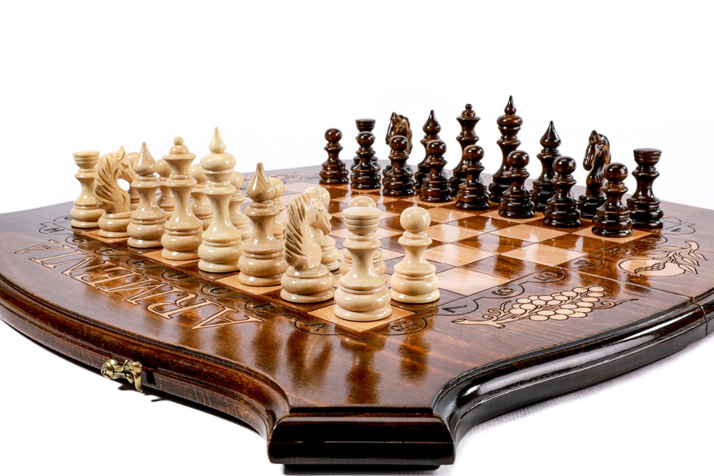 Handmade Wooden Chess and Backgammon Set with Contour Outline, 60 cm - photo 2