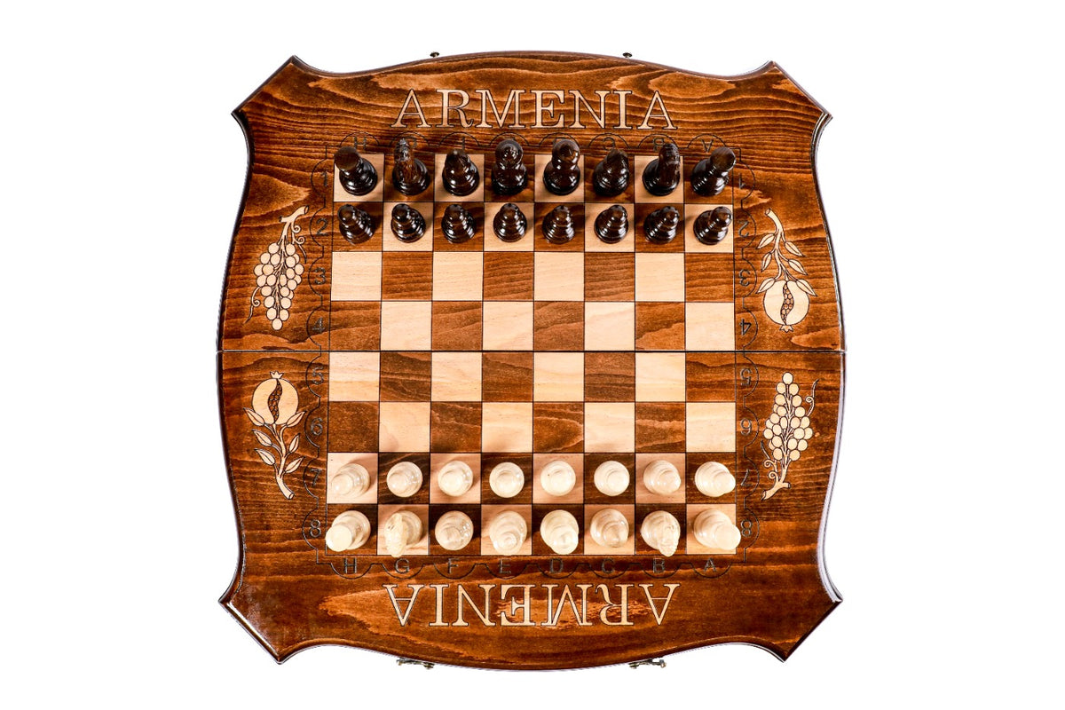 Handmade Wooden Chess and Backgammon Set with Contour Outline, 60 cm - photo 12