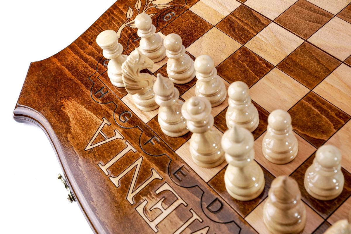 Handmade Wooden Chess and Backgammon Set with Contour Outline, 60 cm - photo 10