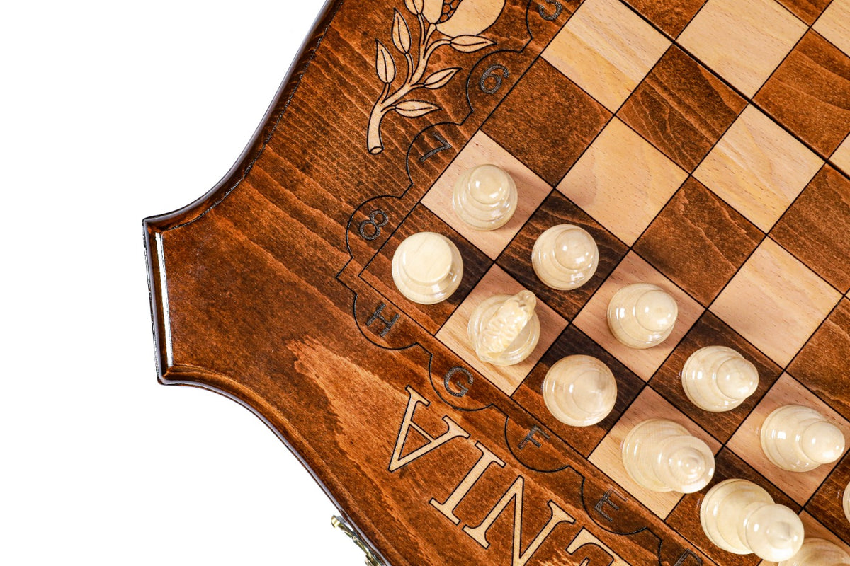 Handmade Wooden Chess and Backgammon Set with Contour Outline, 60 cm - photo 11