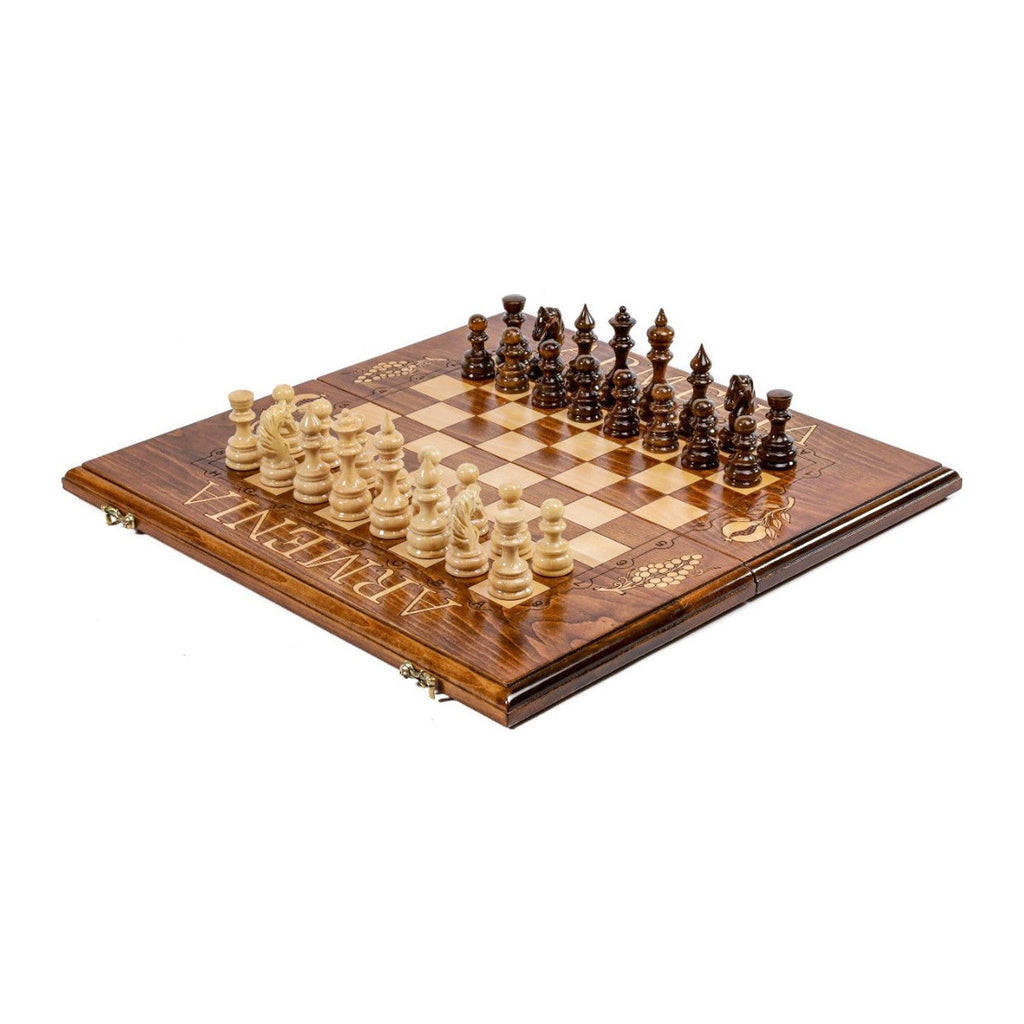Handmade Wooden Chess and Backgammon Set, Classic Board, 50 cm (Model 31230)