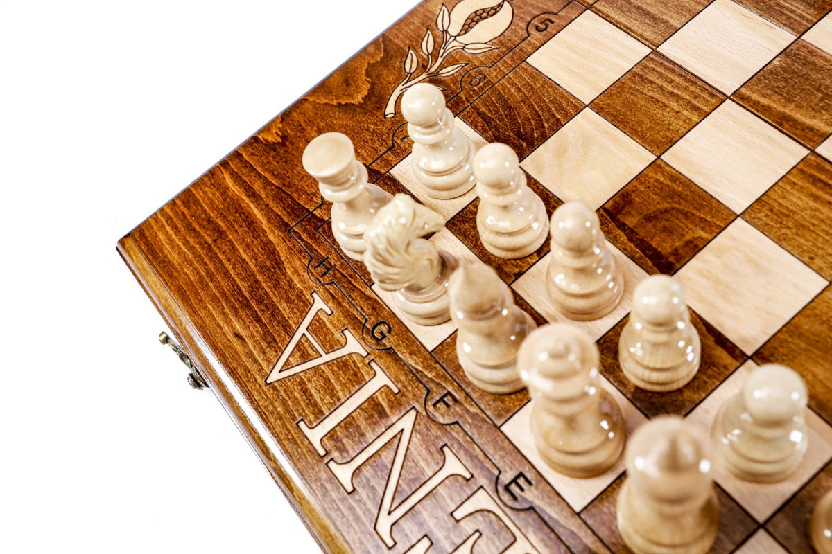 Handmade Wooden Chess and Backgammon Set, Classic Board, 50 cm - photo 11