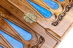 Handmade Walnut Two-Sided Backgammon Set with Epoxy Trees, 60 cm - photo 10