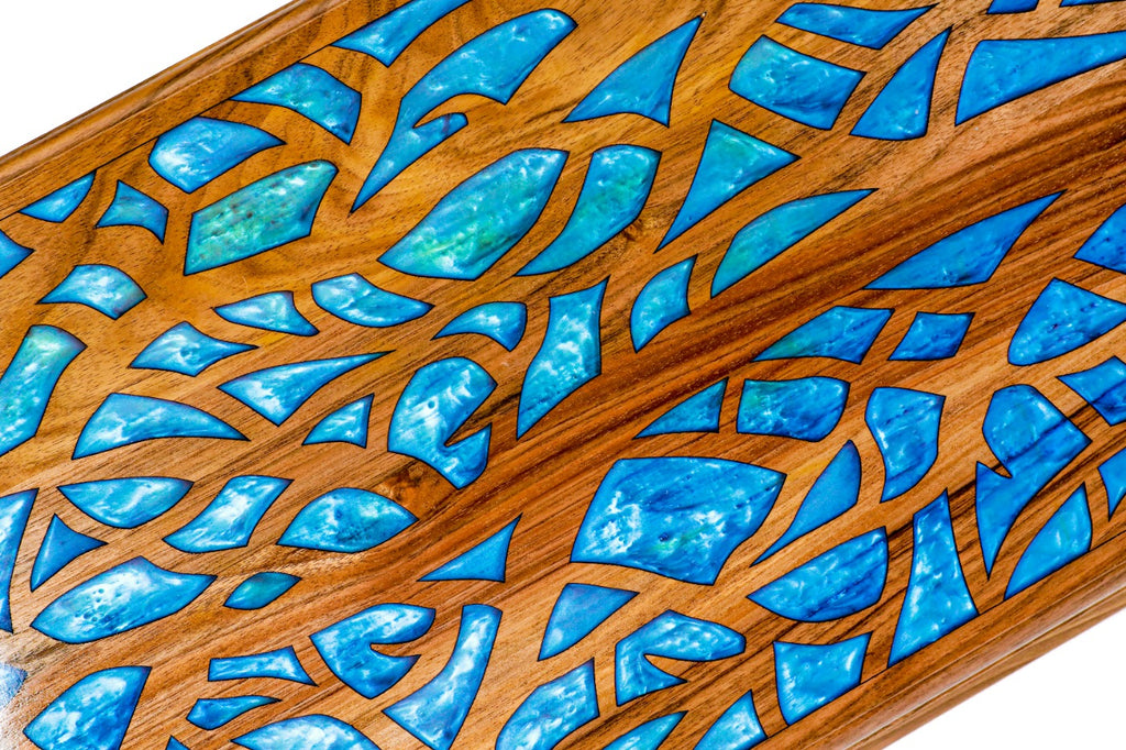 Handmade Walnut Two-Sided Backgammon Set with Epoxy Trees, 60 cm - photo 2