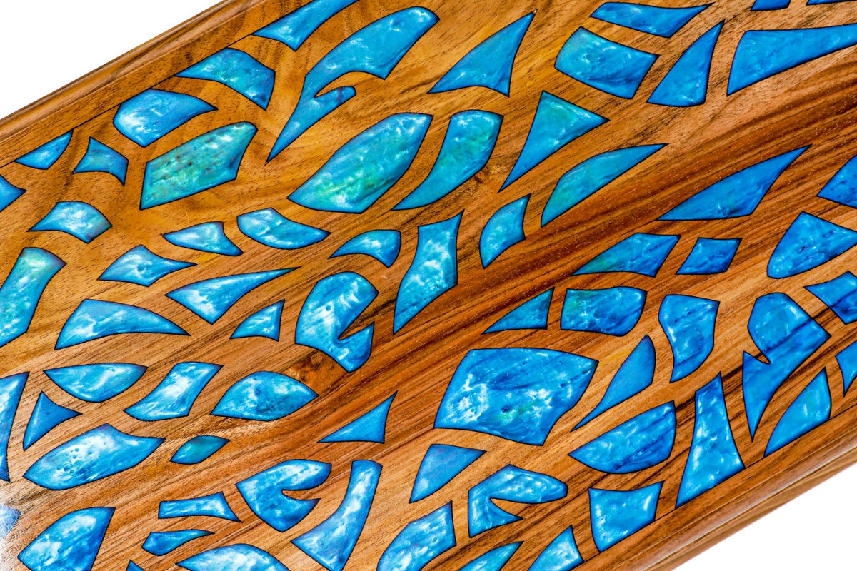 Handmade Walnut Two-Sided Backgammon Set with Epoxy Trees, 60 cm - photo 2