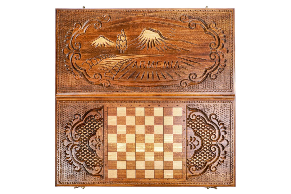 Handmade Wooden Backgammon Set with Mount Ararat, 60 cm - photo 11