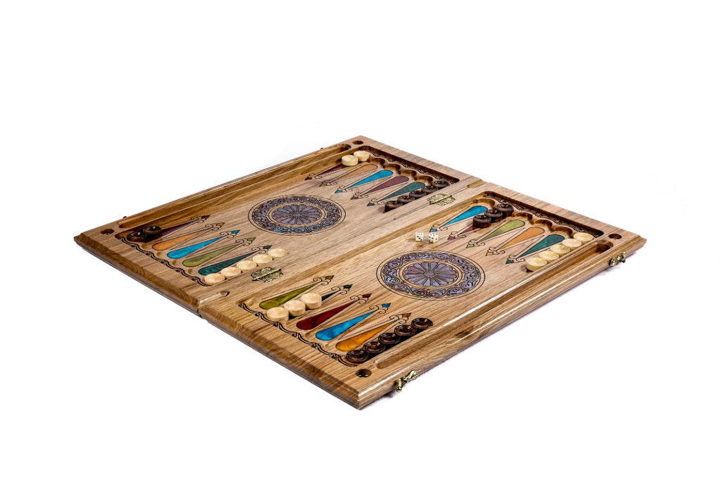 Handmade Walnut Backgammon Set with Armenian Alphabet, 60 cm - photo 3