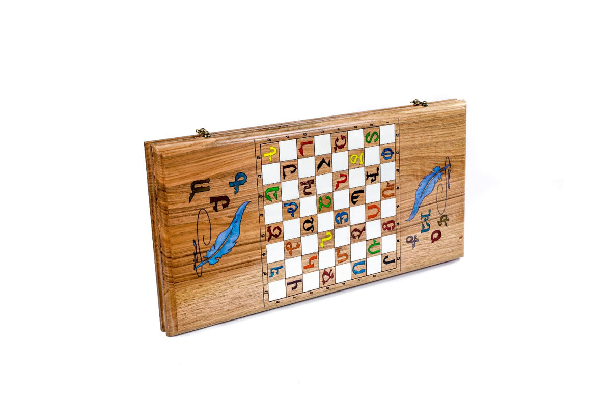 Handmade Walnut Backgammon Set with Armenian Alphabet, 60 cm - photo 4