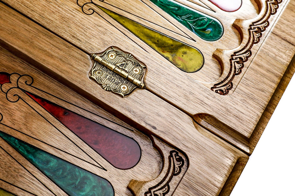 Handmade Walnut Backgammon Set with Armenian Alphabet, 60 cm - photo 11