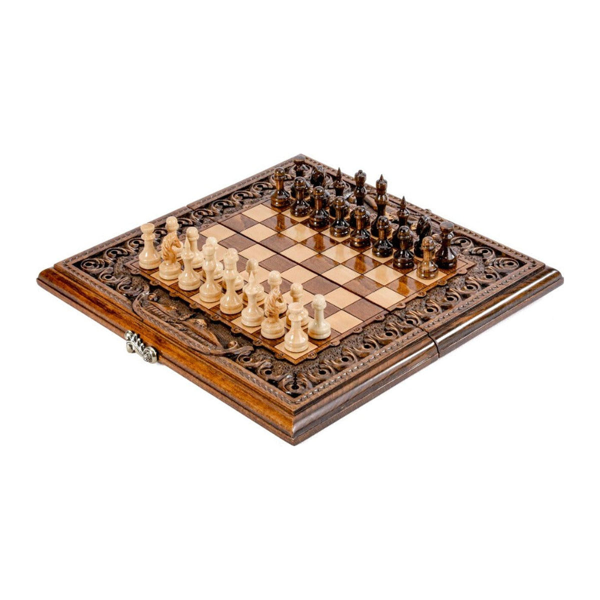 Handmade Wooden Chess and Backgammon Set with Mount Ararat, 30 cm (Model 31284)