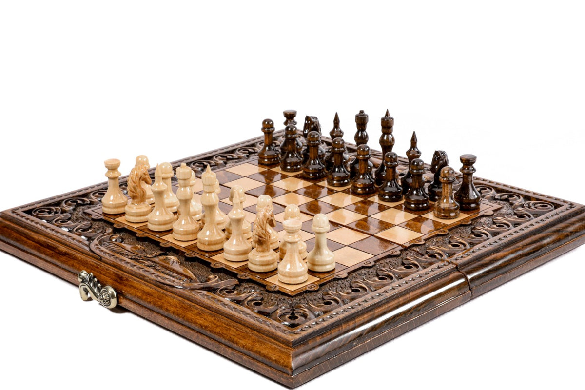 Handmade Wooden Chess and Backgammon Set with Mount Ararat, 30 cm - photo 2