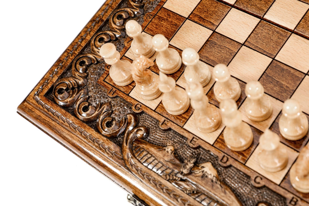 Handmade Wooden Chess and Backgammon Set with Mount Ararat, 30 cm - photo 11