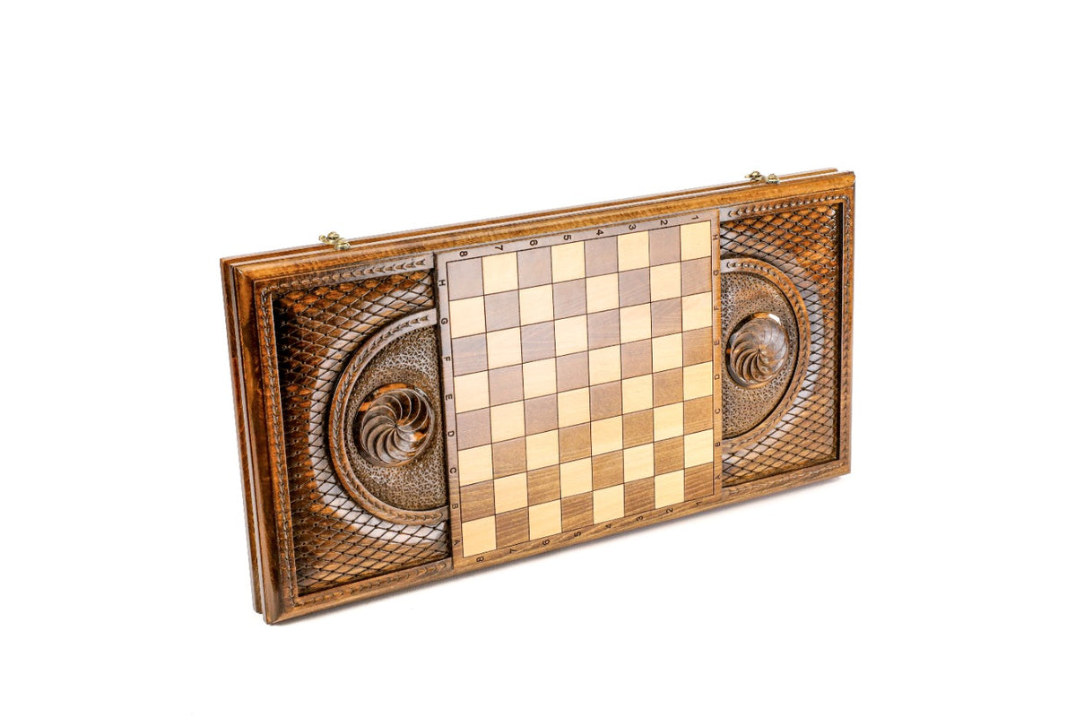 Handmade Wooden Backgammon Set with David of Sassoun, 60 cm - photo 4
