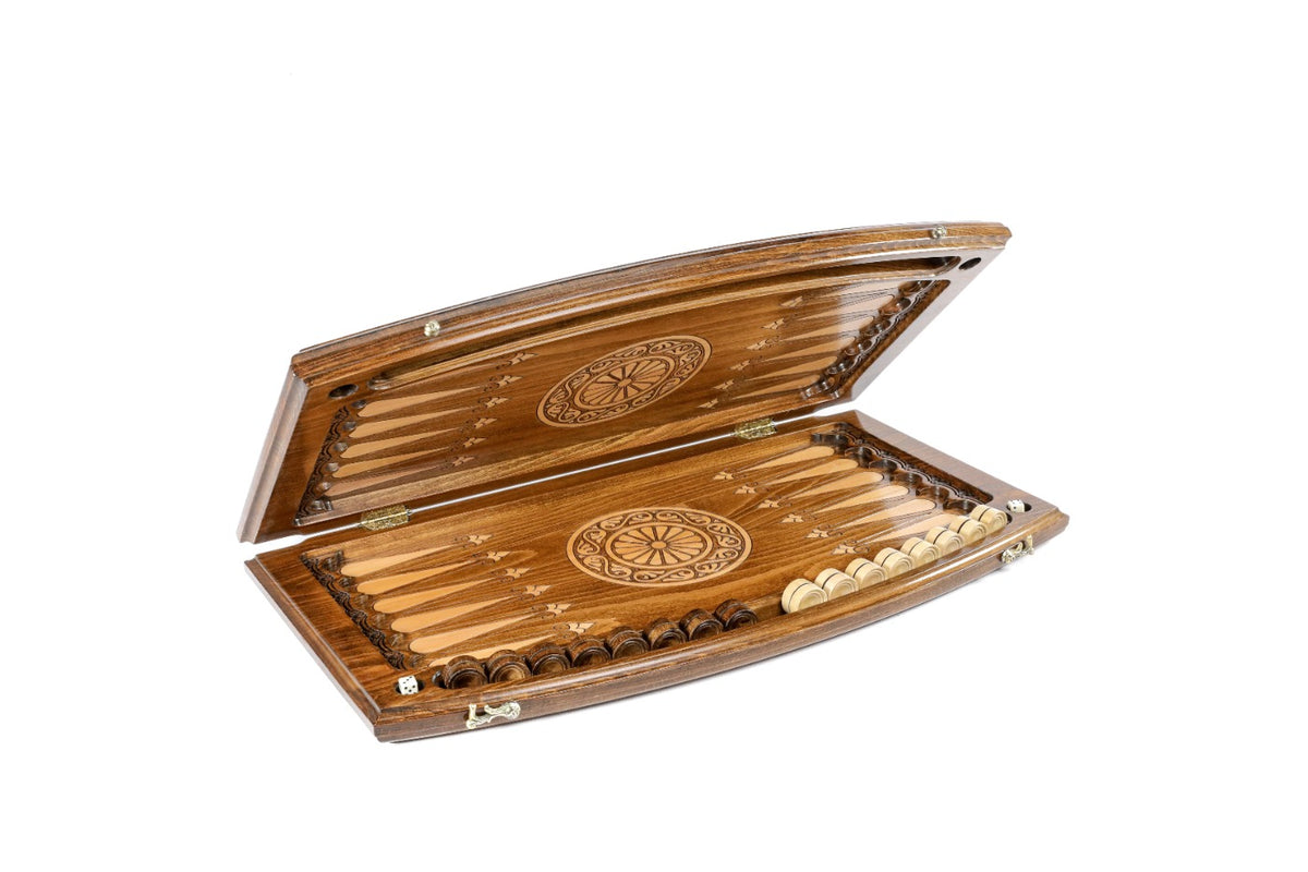 Handmade Wooden Backgammon Set with Arch-Style Outline, 60 cm - photo 5