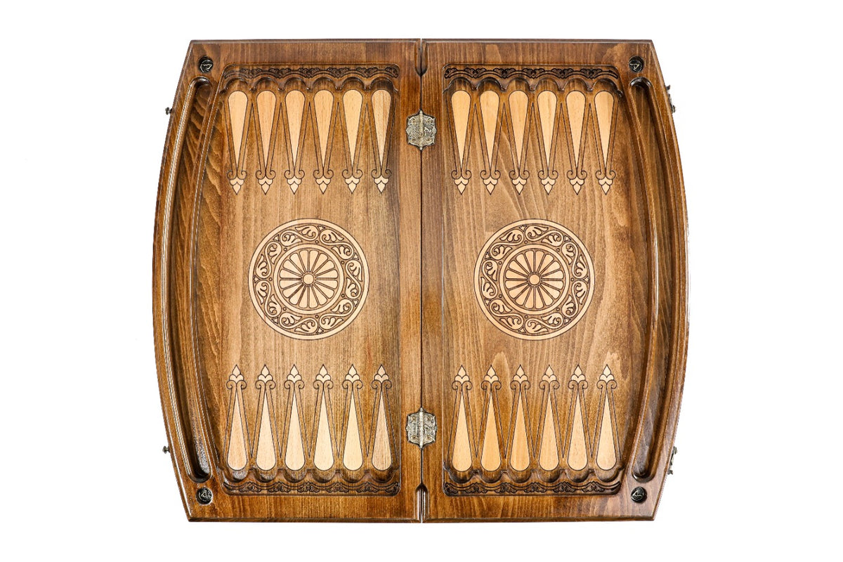Handmade Wooden Backgammon Set with Arch-Style Outline, 60 cm - photo 12