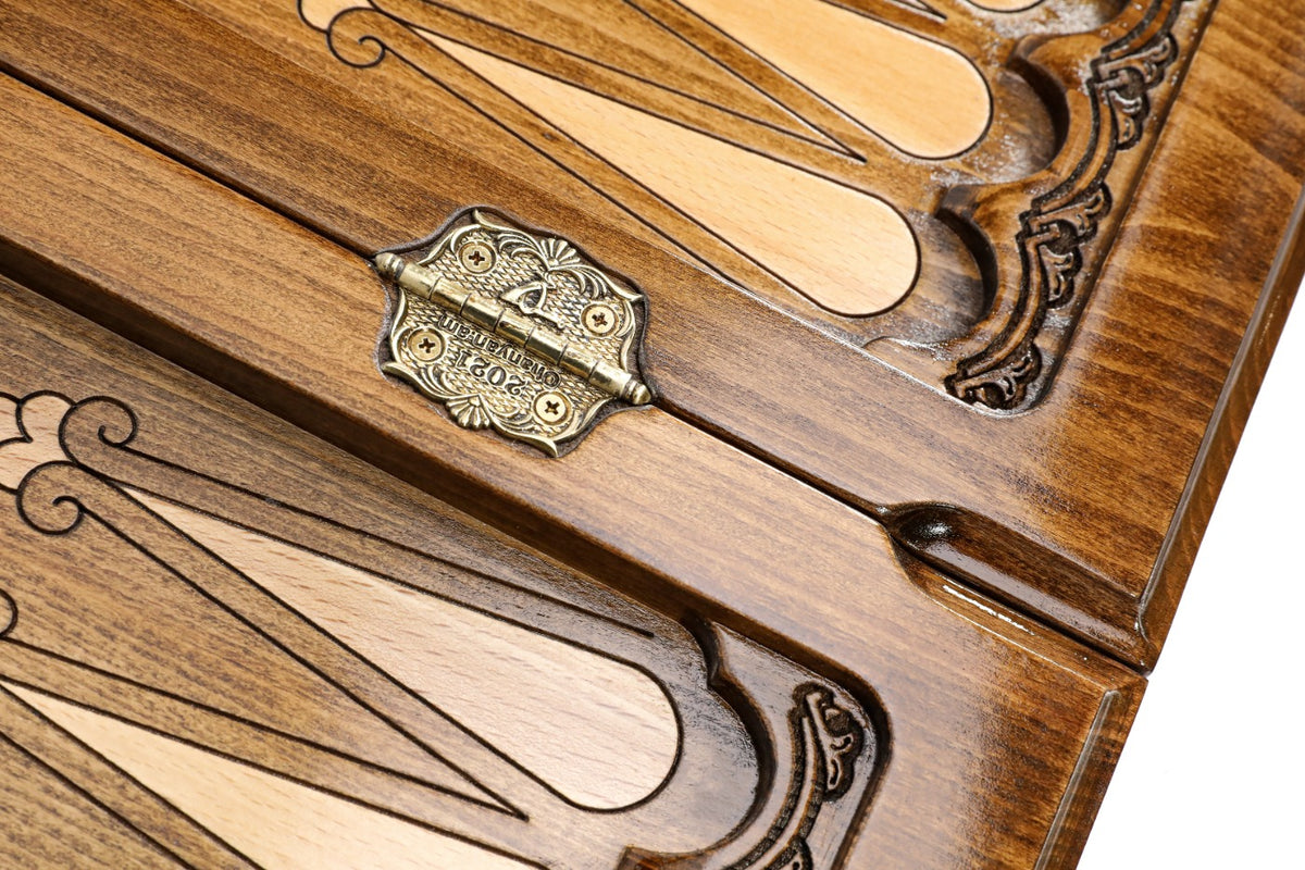 Handmade Wooden Backgammon Set with Arch-Style Outline, 60 cm - photo 9