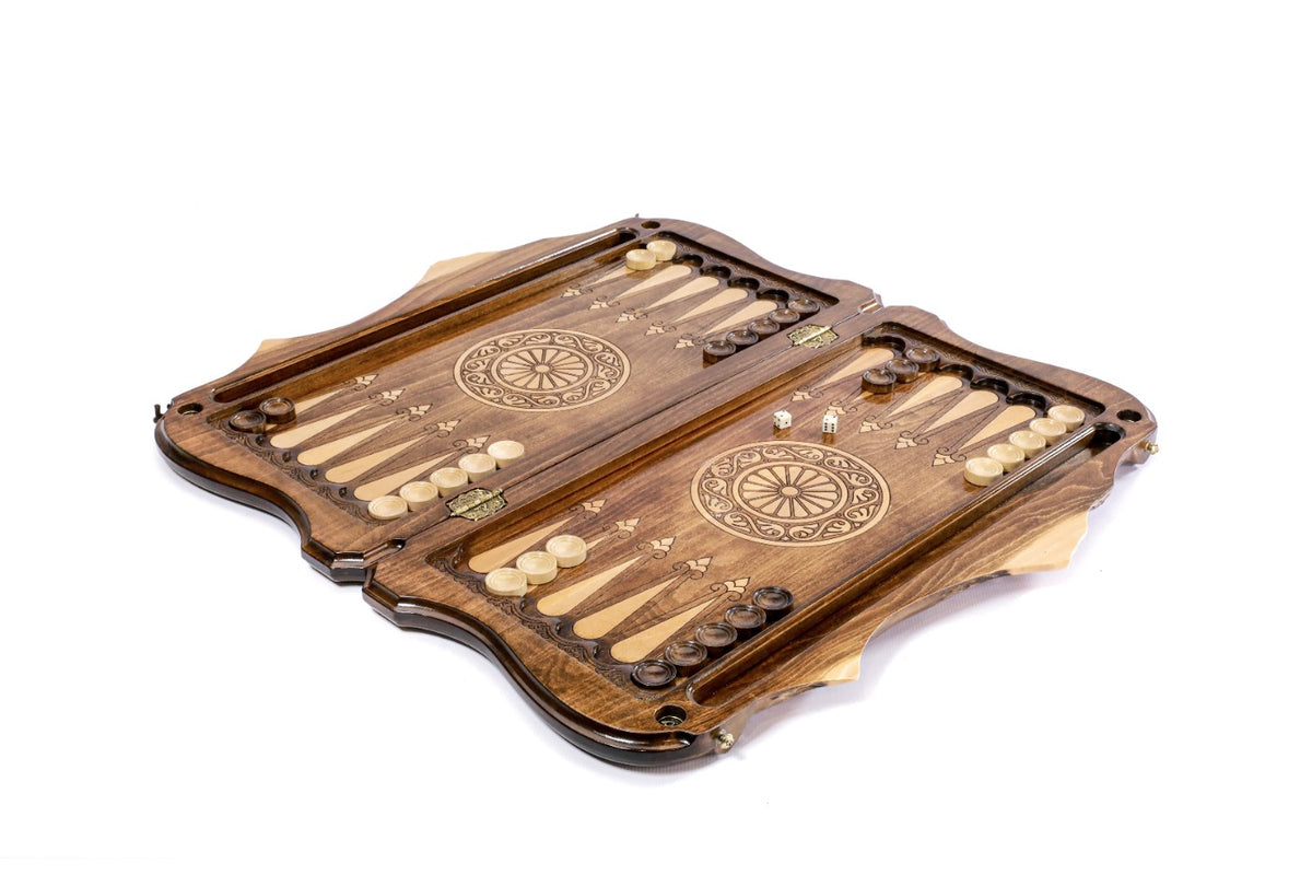Handmade Wooden Backgammon Set with Khor Virap Monastery, Hayastan and Ararat Outline, 60 cm - photo 3