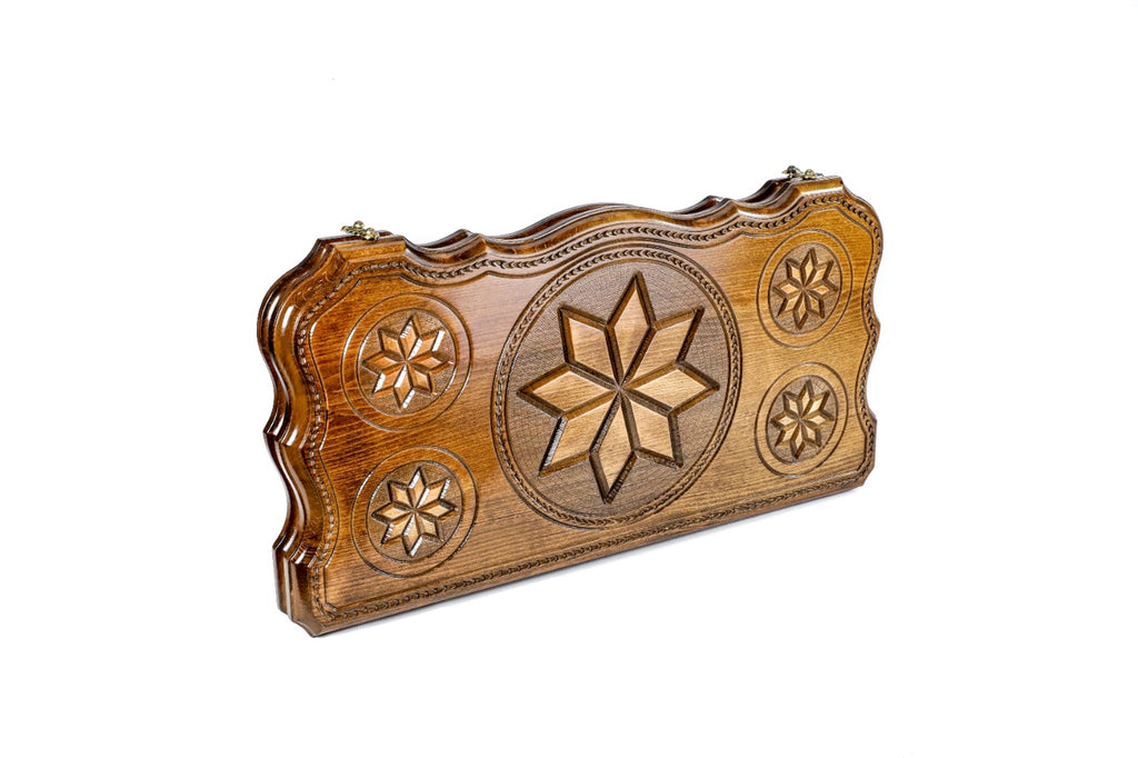 Handmade Wooden Backgammon Set with Tiger and Octagram, 60 cm - photo 7