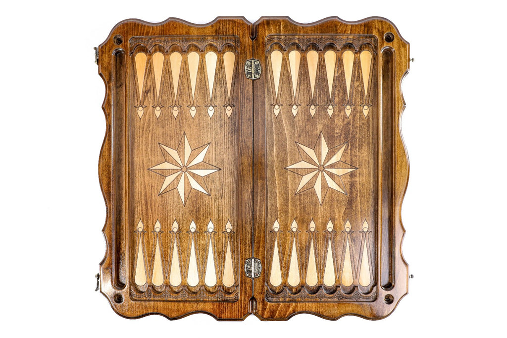 Handmade Wooden Backgammon Set with Tiger and Octagram, 60 cm - photo 12
