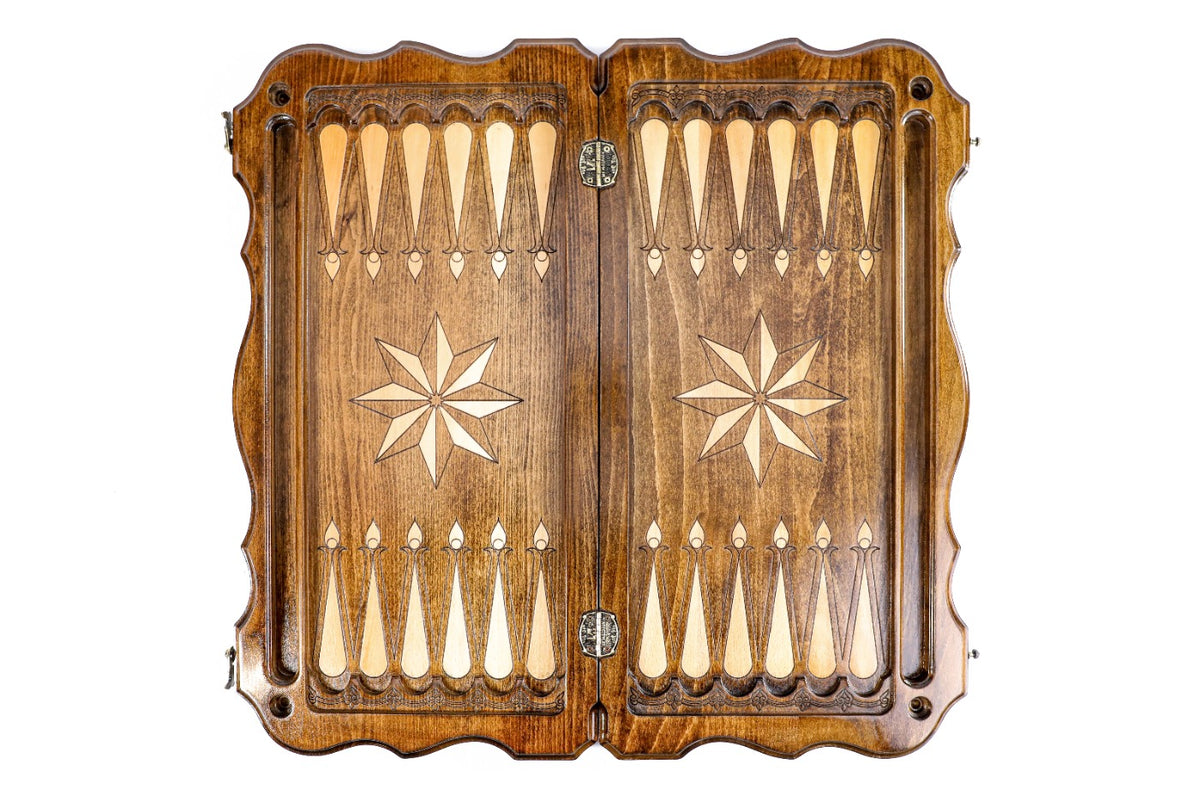 Handmade Wooden Backgammon Set with Tiger and Octagram, 60 cm - photo 12