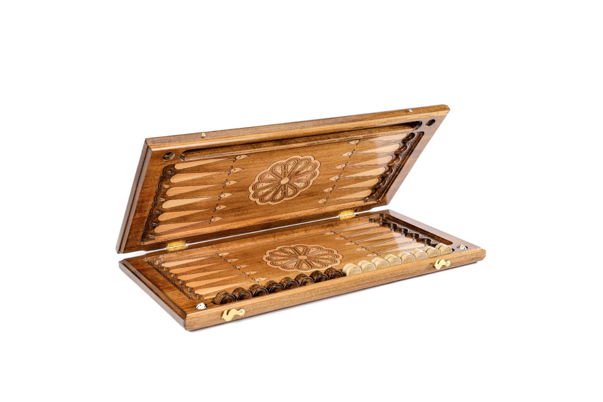 Handmade Wooden Backgammon Set with Wolf, 60 cm - photo 6