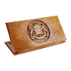 Handmade Walnut Backgammon Set with Georgian Coat of Arms, 60 cm