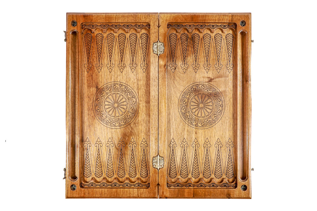 Handmade Walnut Backgammon Set with Georgian Coat of Arms, 60 cm - photo 12