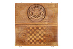 Handmade Walnut Backgammon Set with Georgian Coat of Arms, 60 cm - photo 11