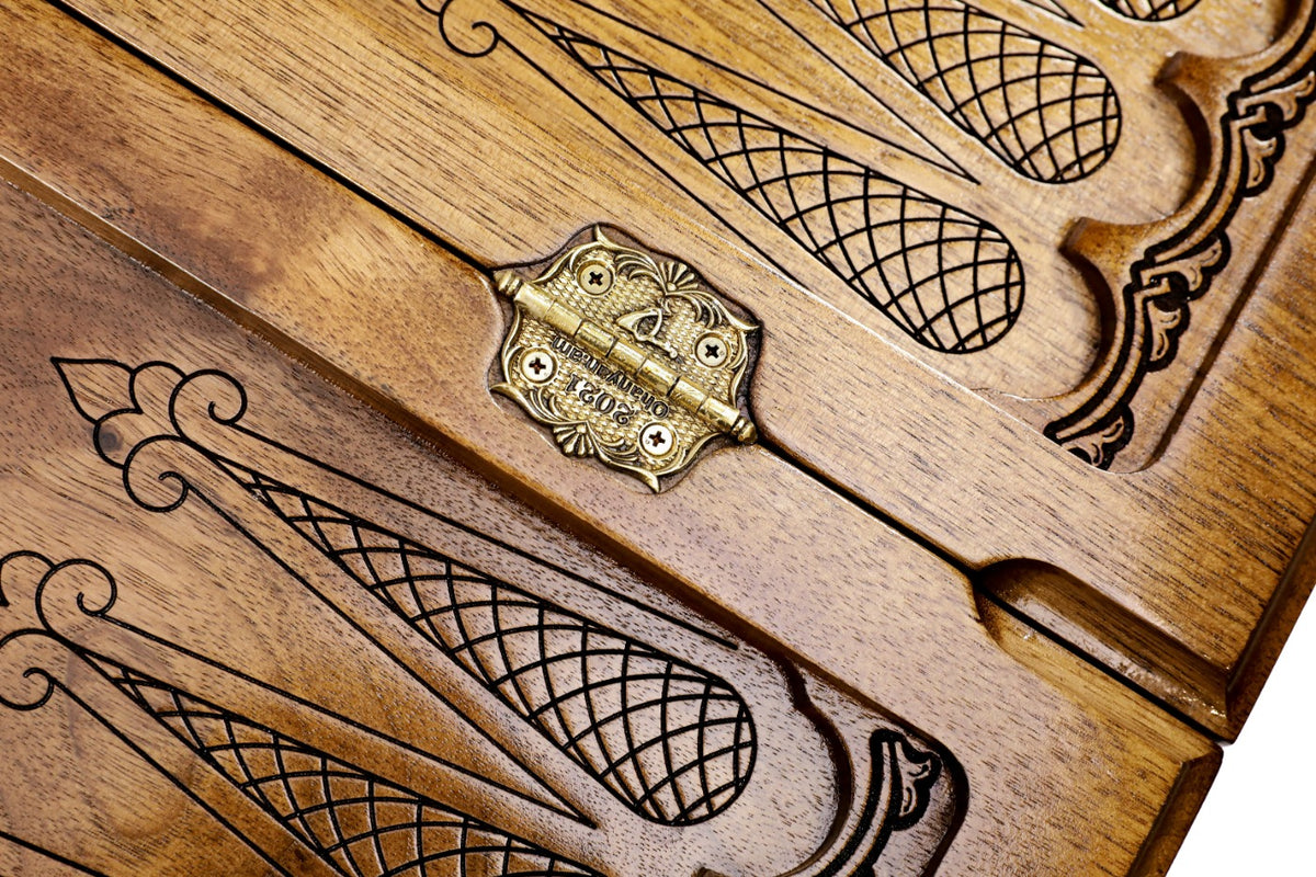 Handmade Walnut Backgammon Set with Georgian Coat of Arms, 60 cm - photo 9
