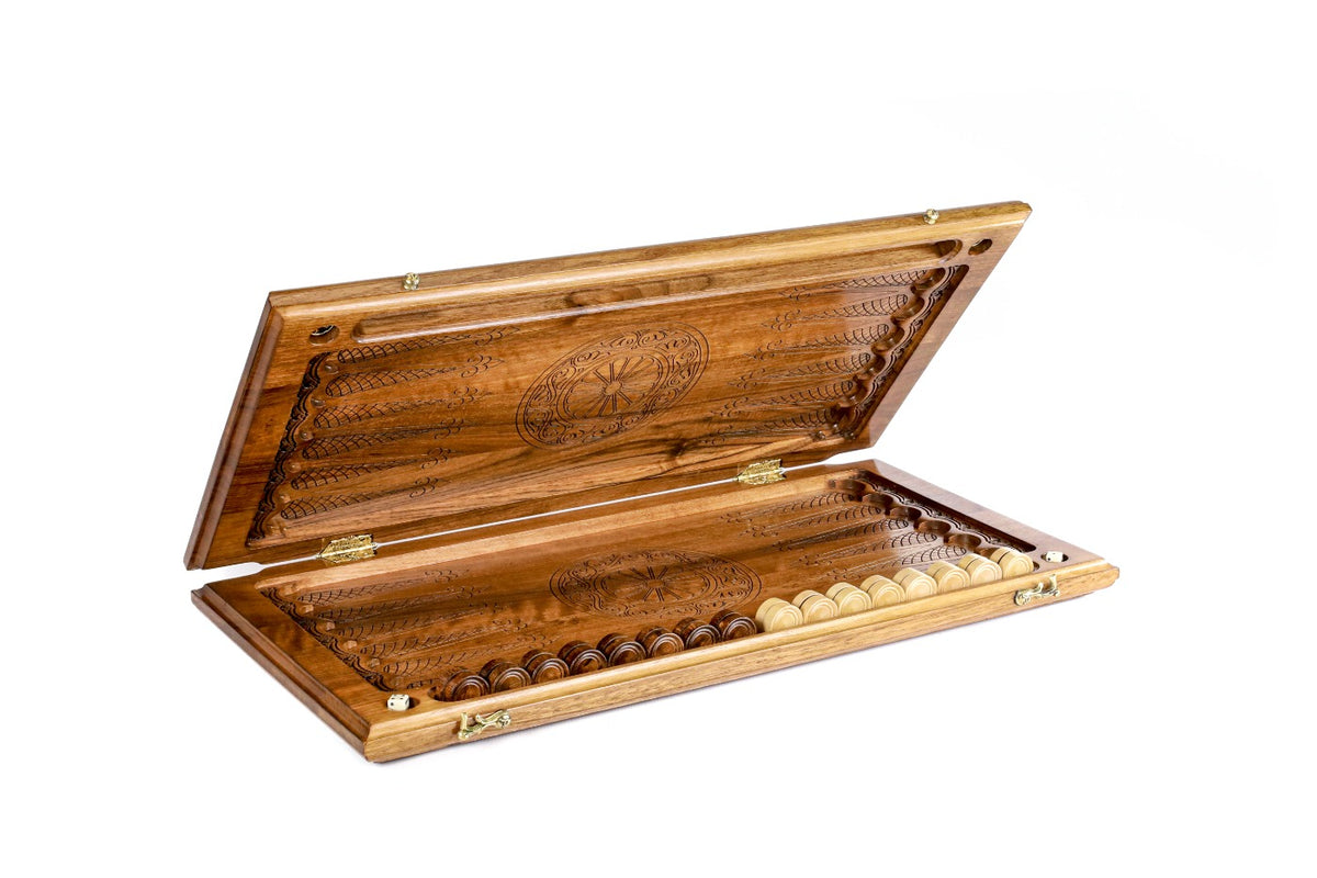 Handmade Walnut Backgammon Set, Classic Board, 60 cm - photo 5