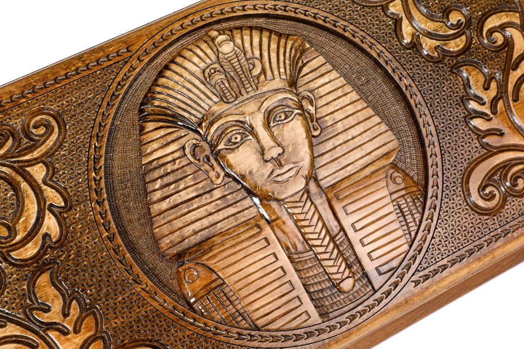 Handmade Wooden Backgammon Set with Tutankhamun, 60 cm - photo 2