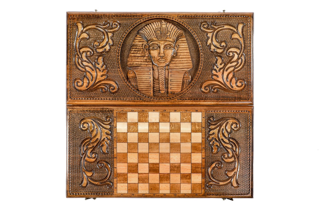 Handmade Wooden Backgammon Set with Tutankhamun, 60 cm - photo 11