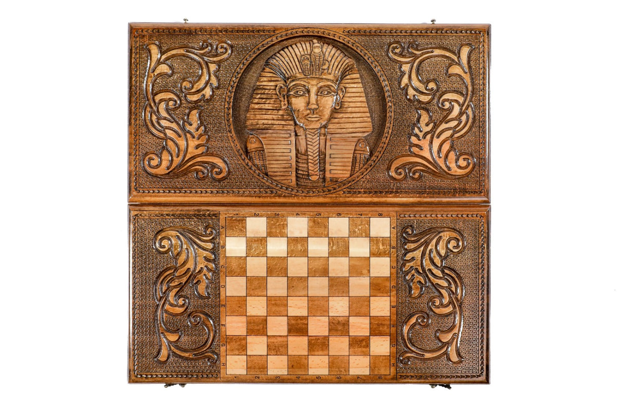 Handmade Wooden Backgammon Set with Tutankhamun, 60 cm - photo 11