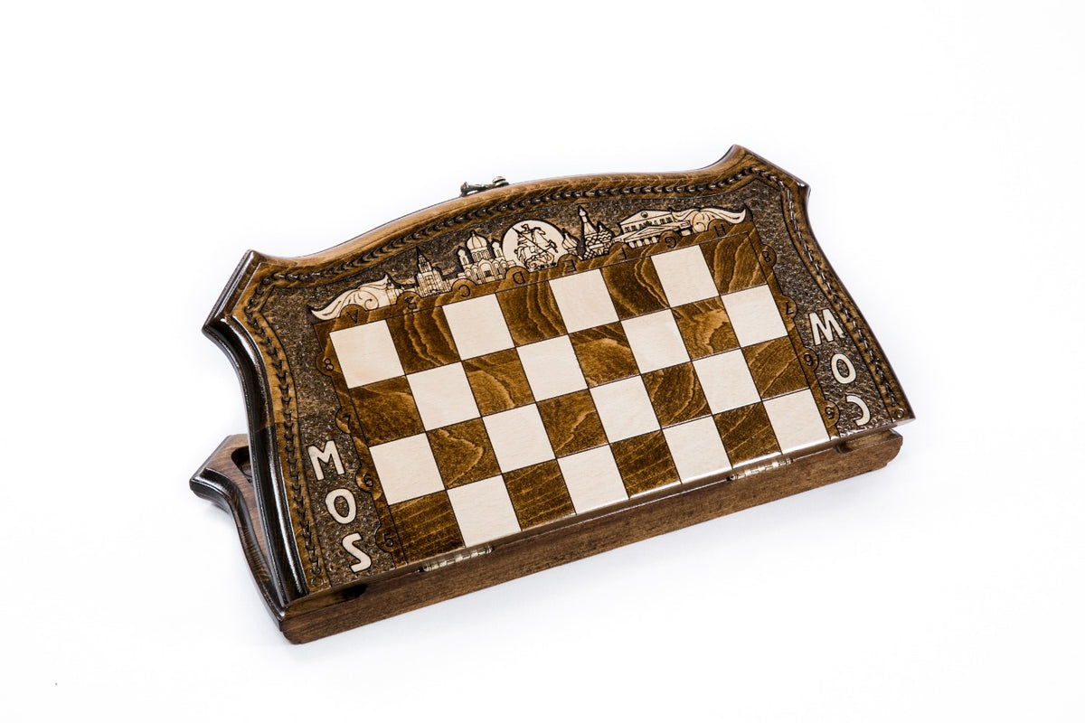 Handmade Wooden Chess and Backgammon Set with Moscow Edition, 40 cm - photo 4