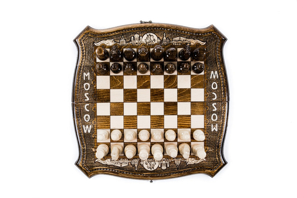 Handmade Wooden Chess and Backgammon Set with Moscow Edition, 40 cm - photo 7