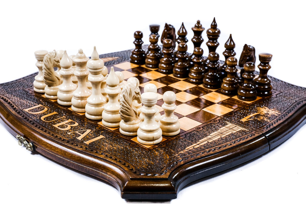 Handmade Wooden Chess and Backgammon Set with Dubai Edition, 40 cm - photo 2
