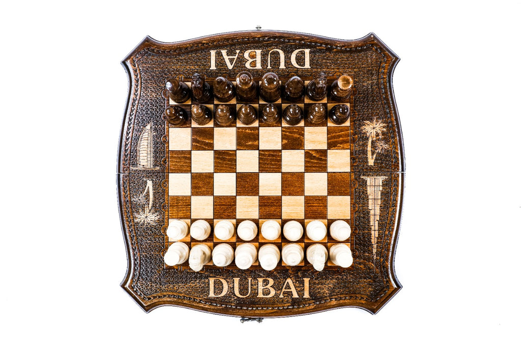 Handmade Wooden Chess and Backgammon Set with Dubai Edition, 40 cm - photo 8