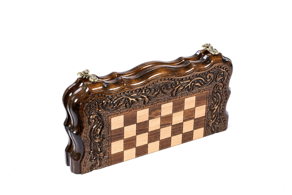 Handmade Wooden Chess and Backgammon Set with Contour Outline, 30 cm - photo 6