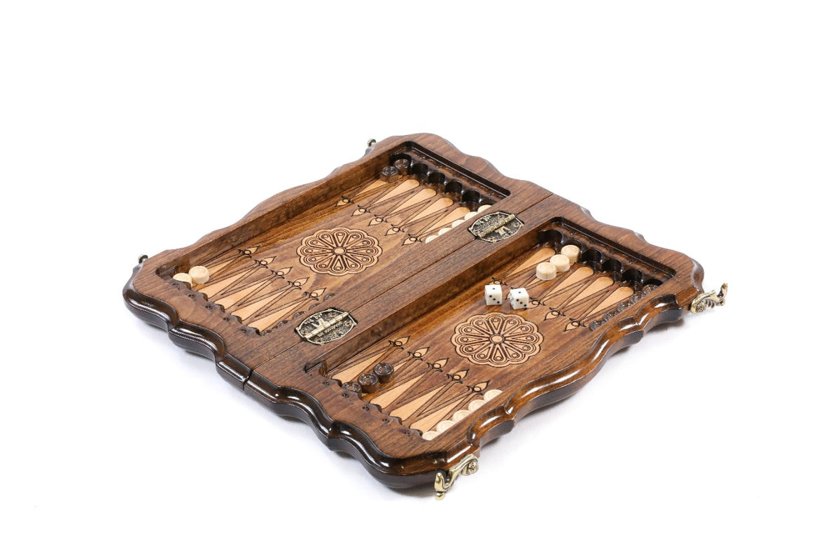 Handmade Wooden Chess and Backgammon Set with Contour Outline, 30 cm - photo 3