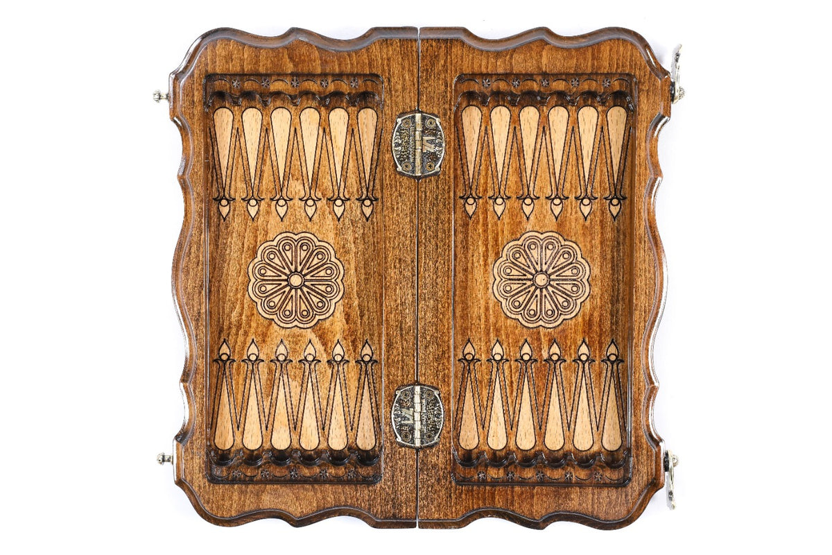 Handmade Wooden Chess and Backgammon Set with Contour Outline, 30 cm - photo 11