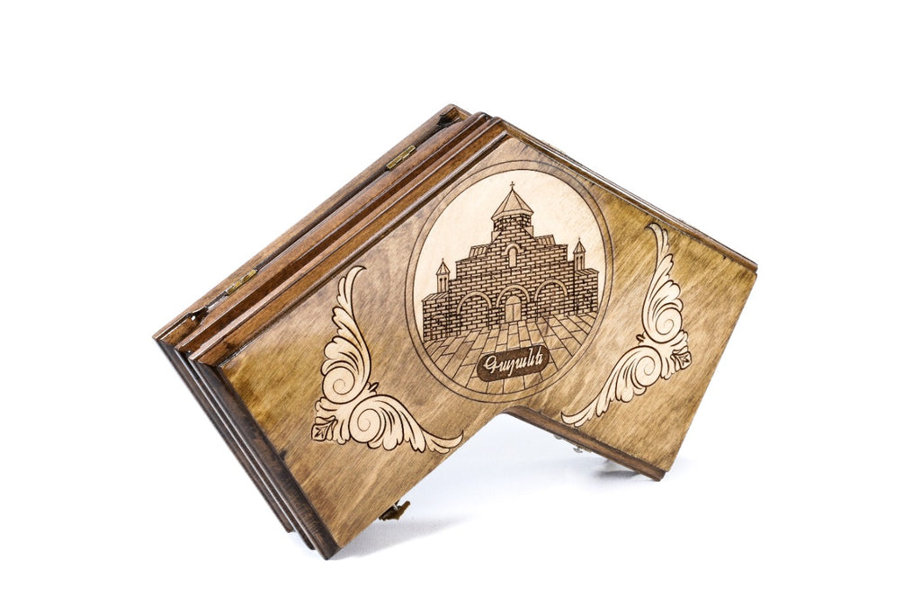 Handmade Wooden Backgammon Set for Three Players, 30 cm - photo 6
