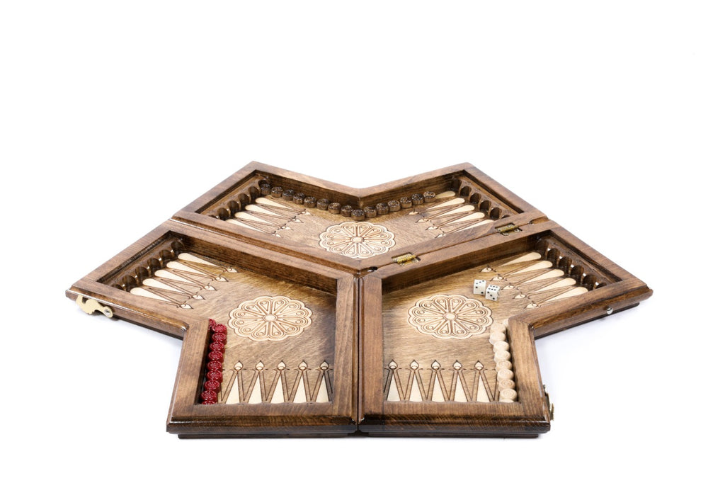 Handmade Wooden Backgammon Set for Three Players, 30 cm - photo 7