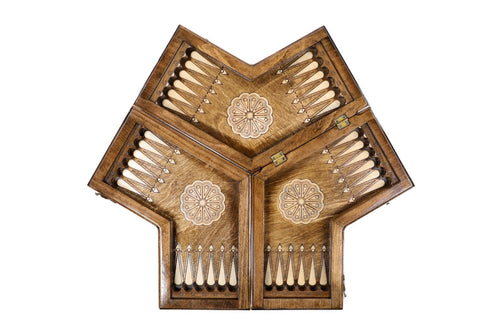 Handmade Wooden Backgammon Set for Three Players, 30 cm - photo 2