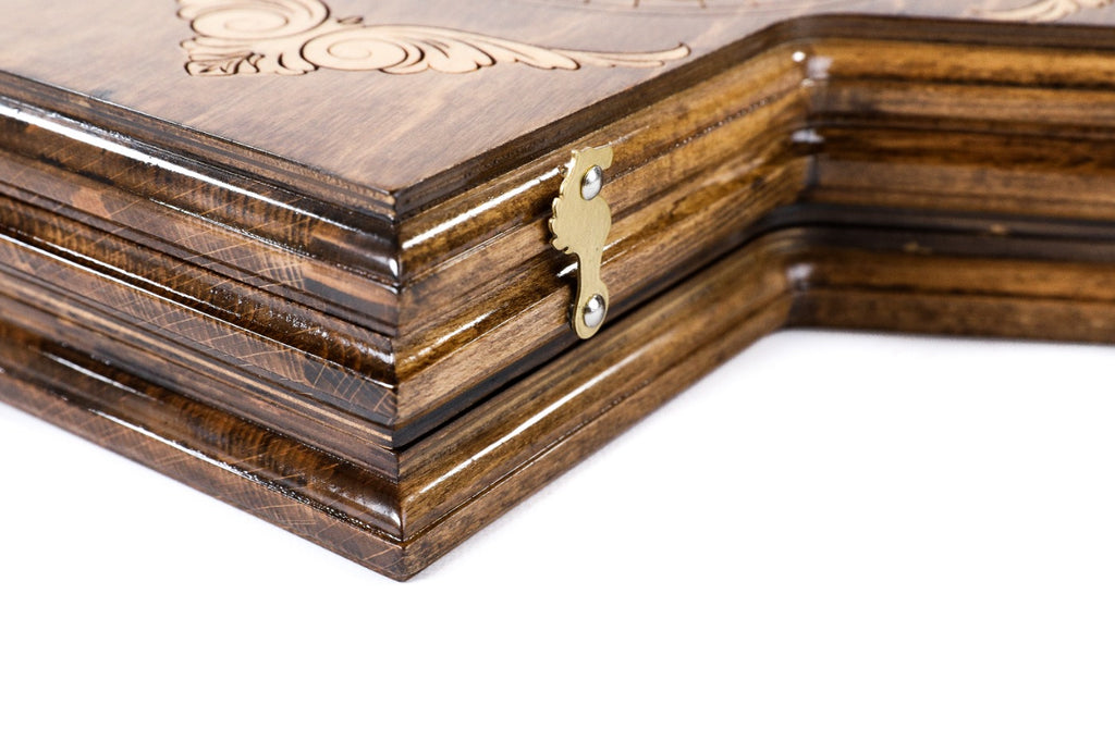 Handmade Wooden Backgammon Set for Three Players, 30 cm - photo 10