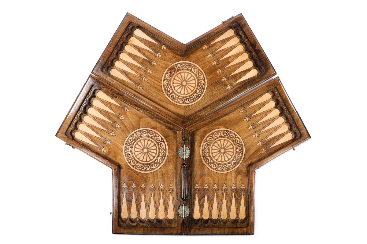 Handmade Wooden Backgammon Set for Three Players, 50 cm - photo 10