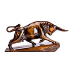 Hand-Carved Wooden Bull Sculpture