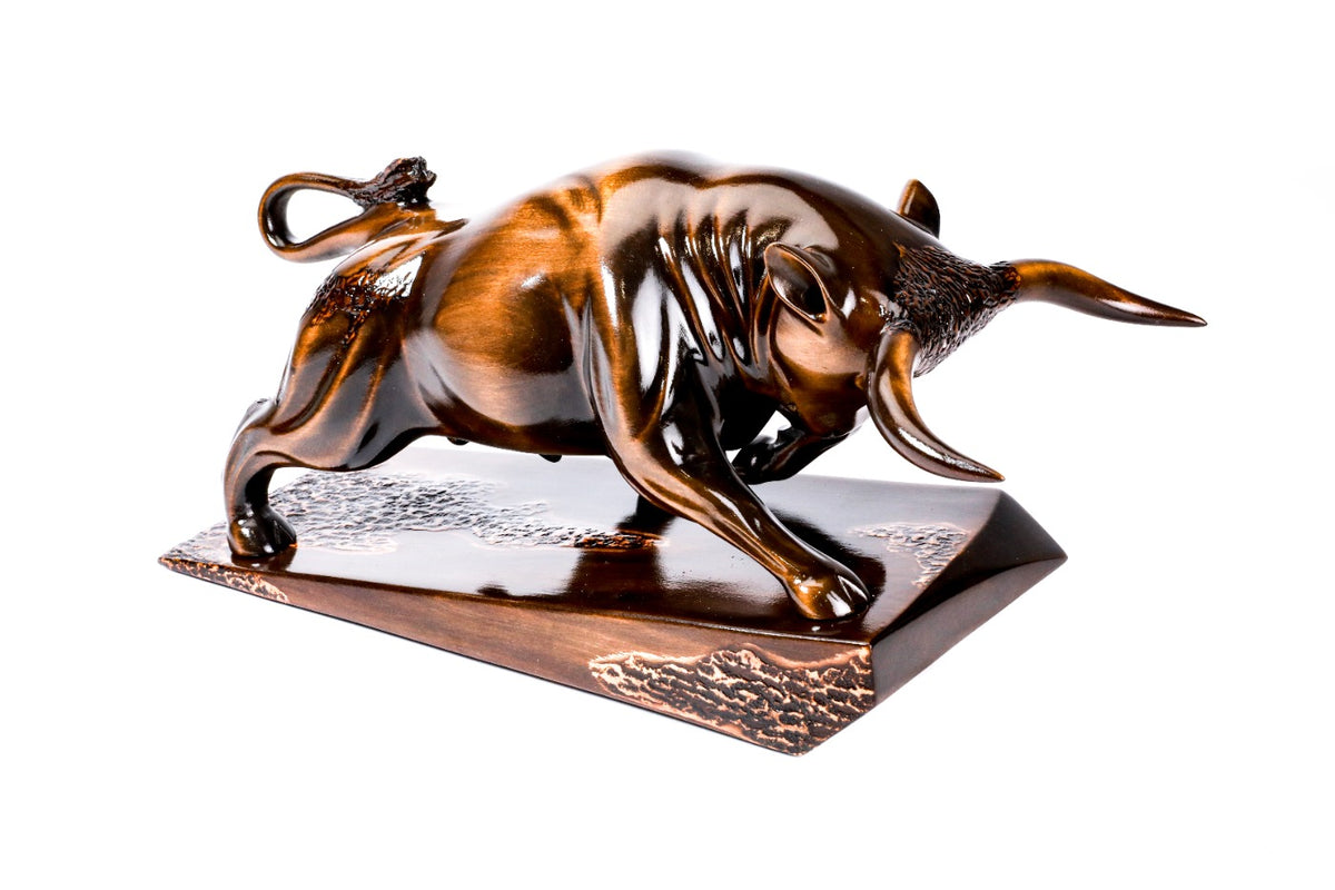 Hand-Carved Wooden Bull Sculpture - photo 2