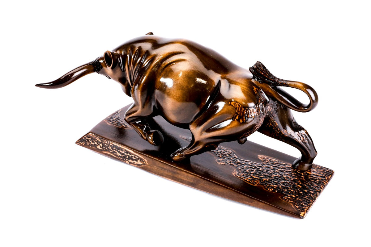 Hand-Carved Wooden Bull Sculpture - photo 5