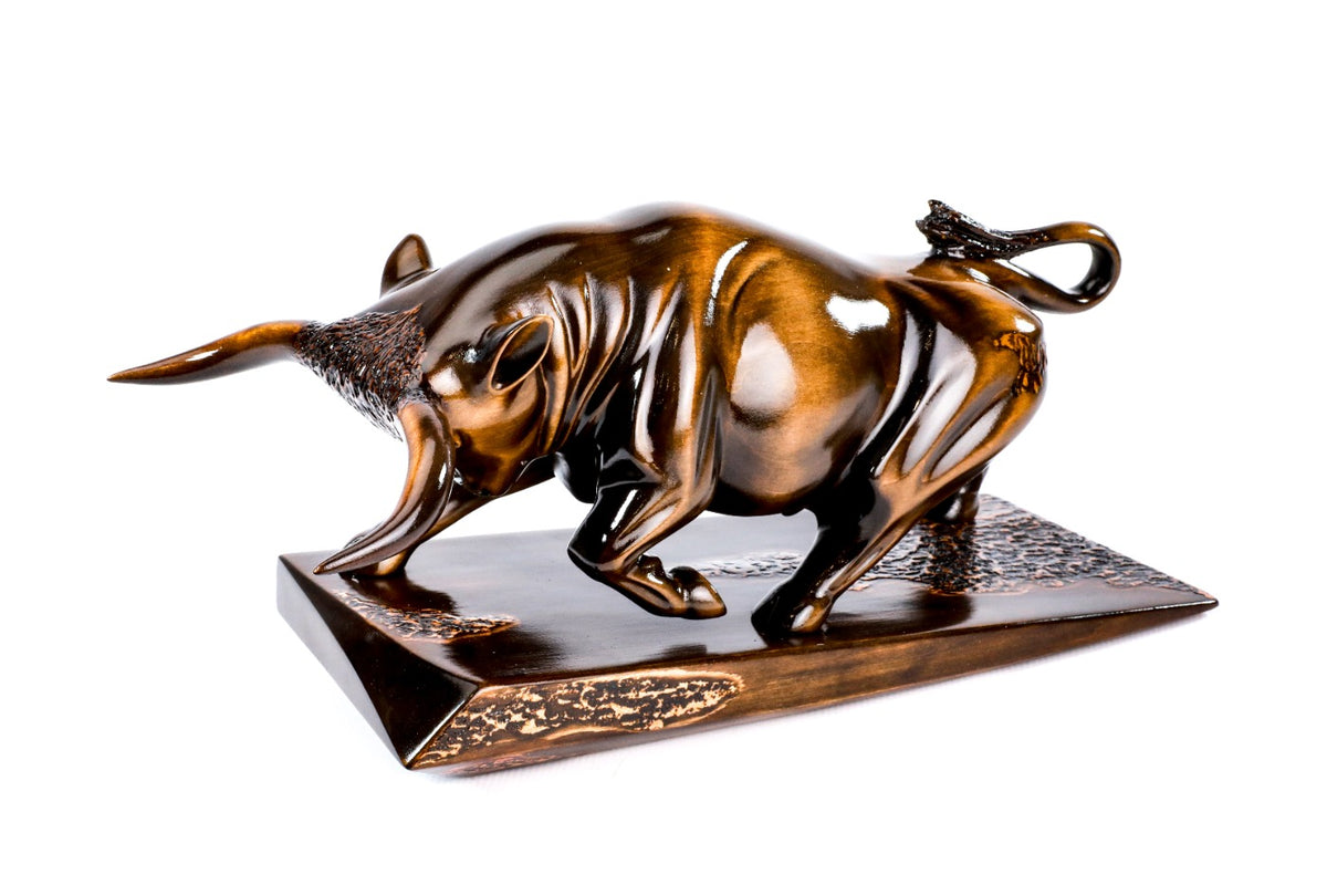 Hand-Carved Wooden Bull Sculpture - photo 6