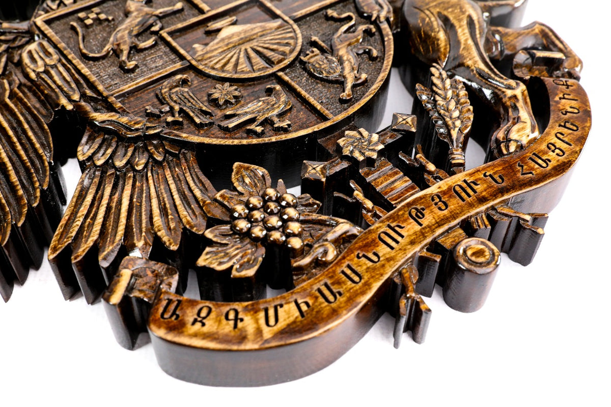Handmade Wooden Armenian Coat of Arms Wall Emblem, 30 cm - photo 6